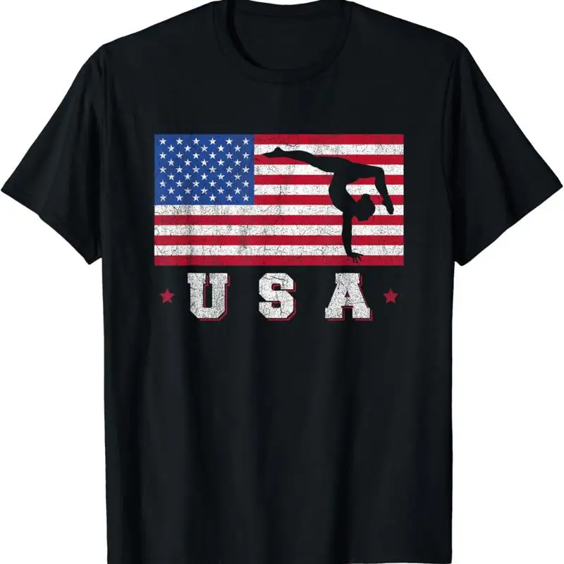 

Patriotic Sports American Usa Flag Girls Gymnastics T Shirt