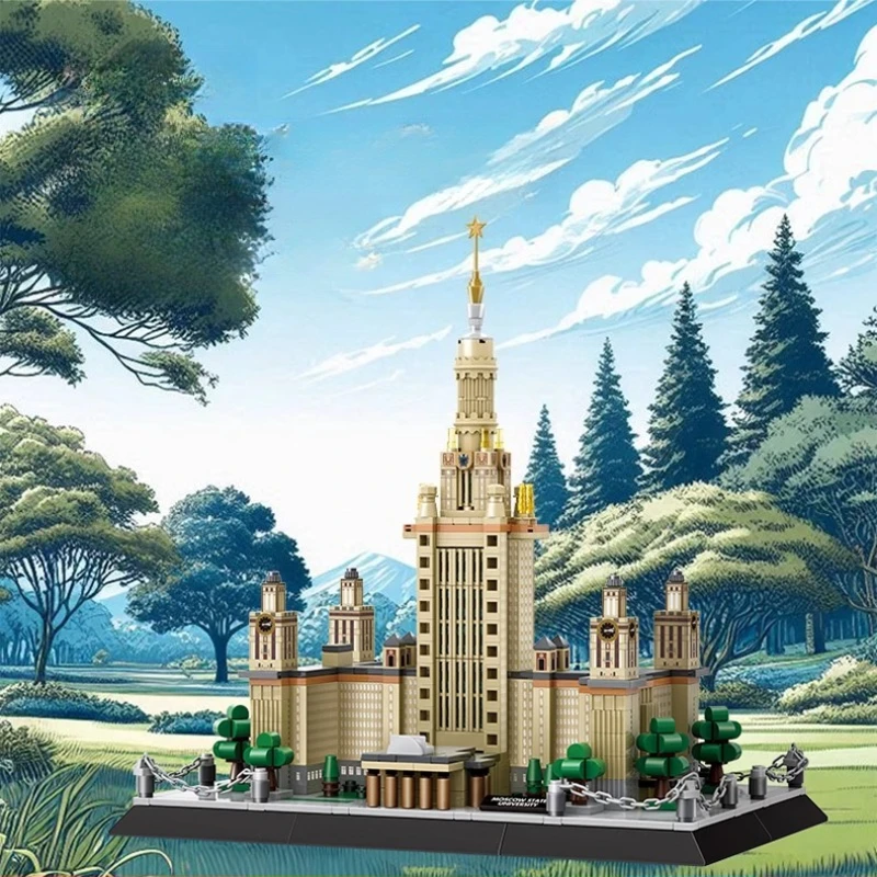 

SEMBO Moscow State University Building Blocks Hand-assembled Famous School Architectural Model Desktop Ornaments Trendy Toys