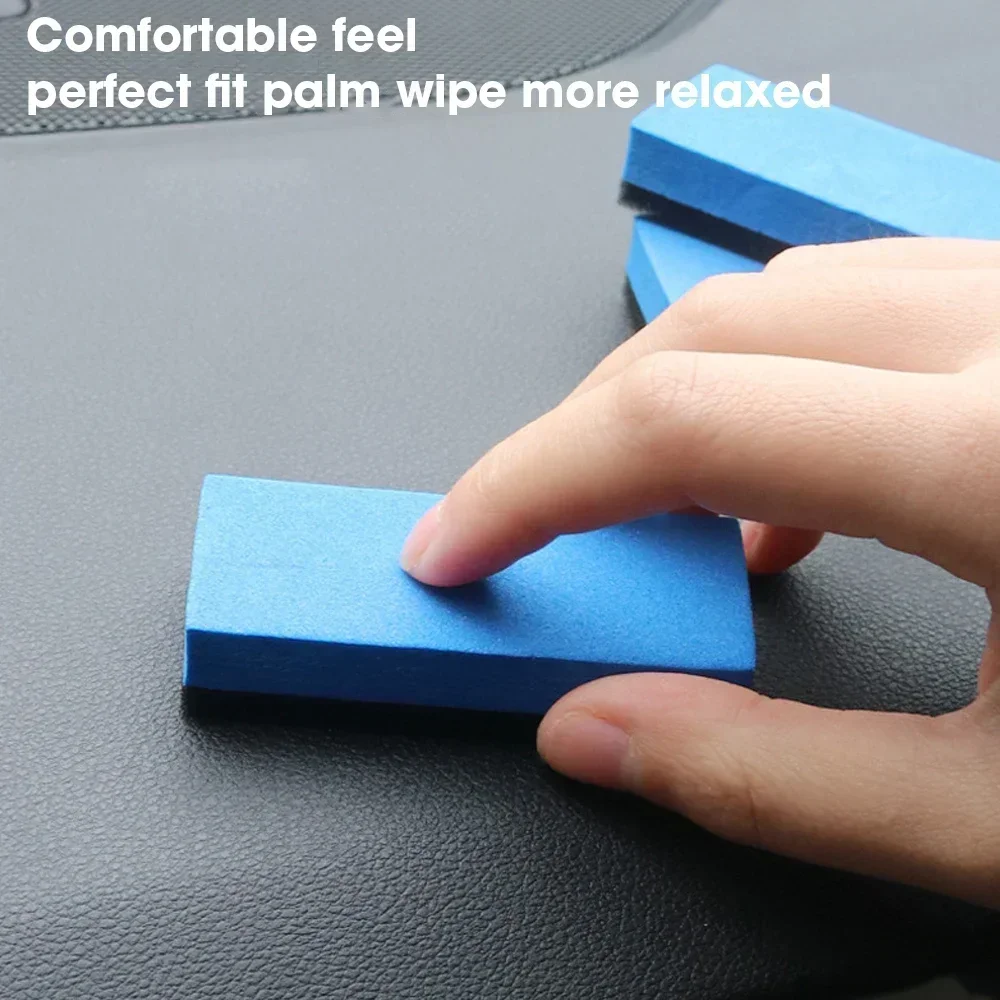 100PCS Car Ceramic Coating Sponge Applicator Glass Nano Wax Coat Sponges Blue Square Sponge and Cloth Car Cleaning Brush