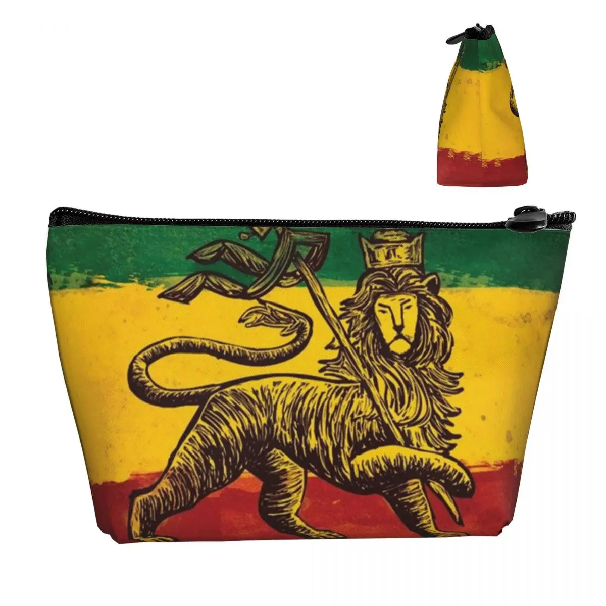 Rasta Flag Lion Of Judah Makeup Bag for Women Travel Cosmetic Organizer Cute Jamaica Rastafarian Reggae Storage Toiletry Bags