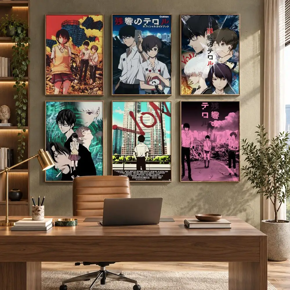 Terror in Resonance Anime Classic Poster Self-Adhesive PP Paper HD Wall Decal for Study Living Room Garage DIY Gift