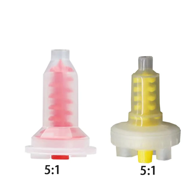 Puntas de mezcla de impresión Dental, pistola de goma de silicona, cabezal de mezcla de transporte, amarillo, 1:1, consumibles de laboratorio Dental desechables, 50 piezas