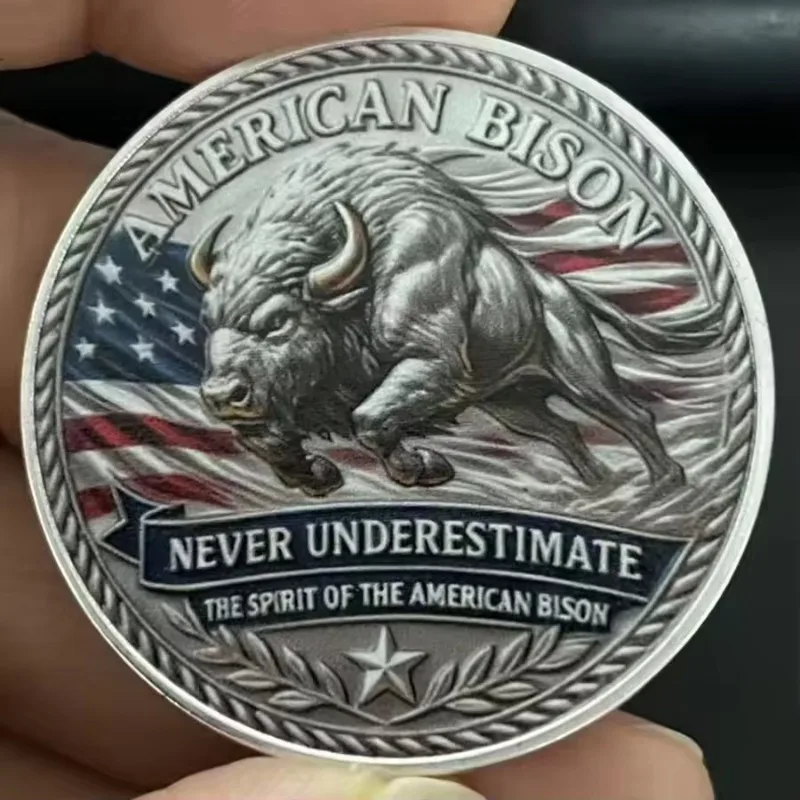 American Bison Independence Day Commemorative Souvenir Coin US Patriotic Collectible Challenge Coin Numismatic Collection Gift