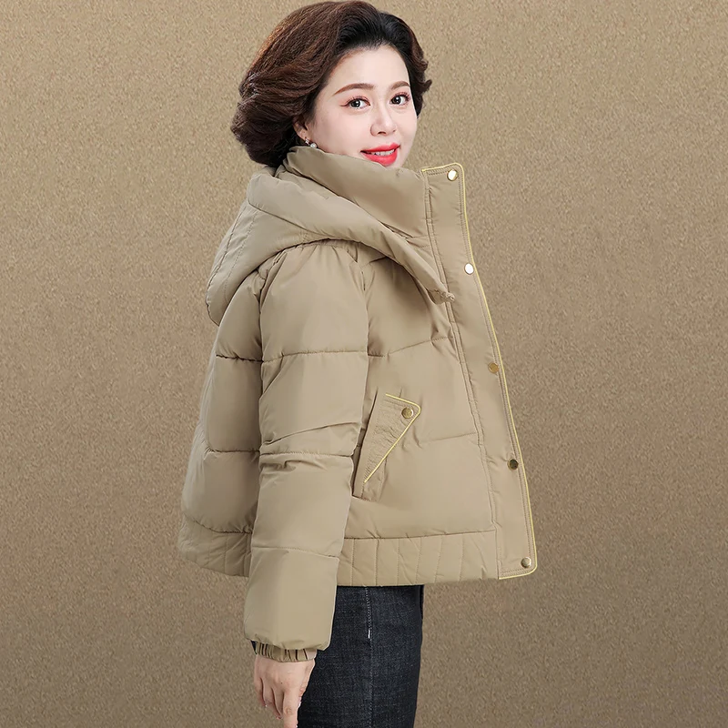 

Зимнее пальто для молодых мам: теплая пуховая куртка из хлопка, модная женская модель свободного кроя с воротником-стойкой, на молнии, утепленная хлопковая куртка