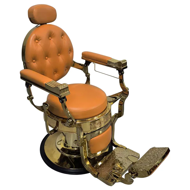 

Retro gold barber chair barber shop special shaving shave can be put down