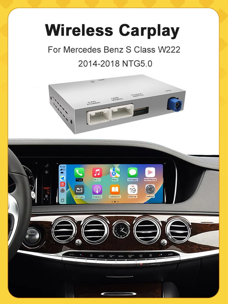Draadloze CarPlay Android Auto voor Mercedes Benz NTG5.0/5.1/5.2 voor B/C/E/G/S/V/GLC/CLA/GLA/GLE/GLS Klasse 2015-2018 BT Navigatie - afbeelding 2
