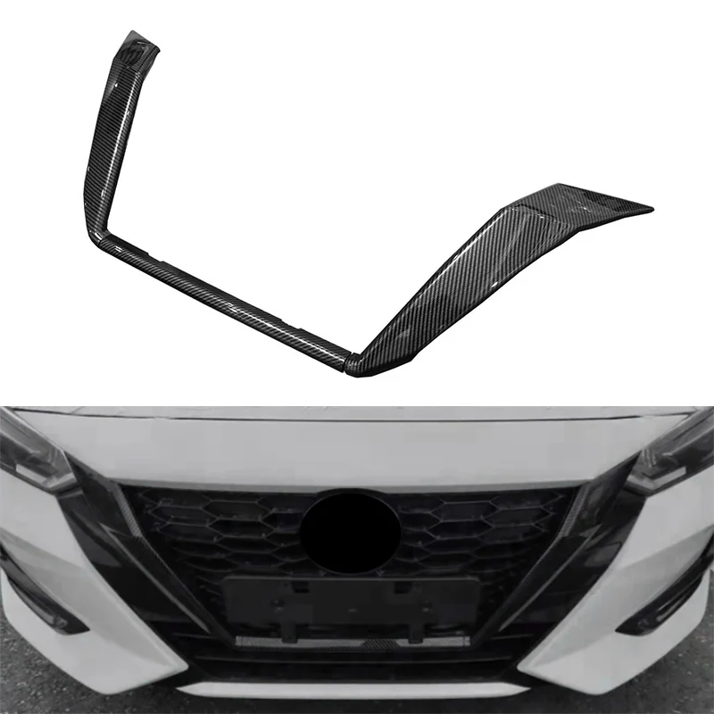 For Nissan Sentra Bluebird Sylphy Almera 2020 2021 Carbon Fiber Front Grille Grills Cover Trim Head Grills Strip