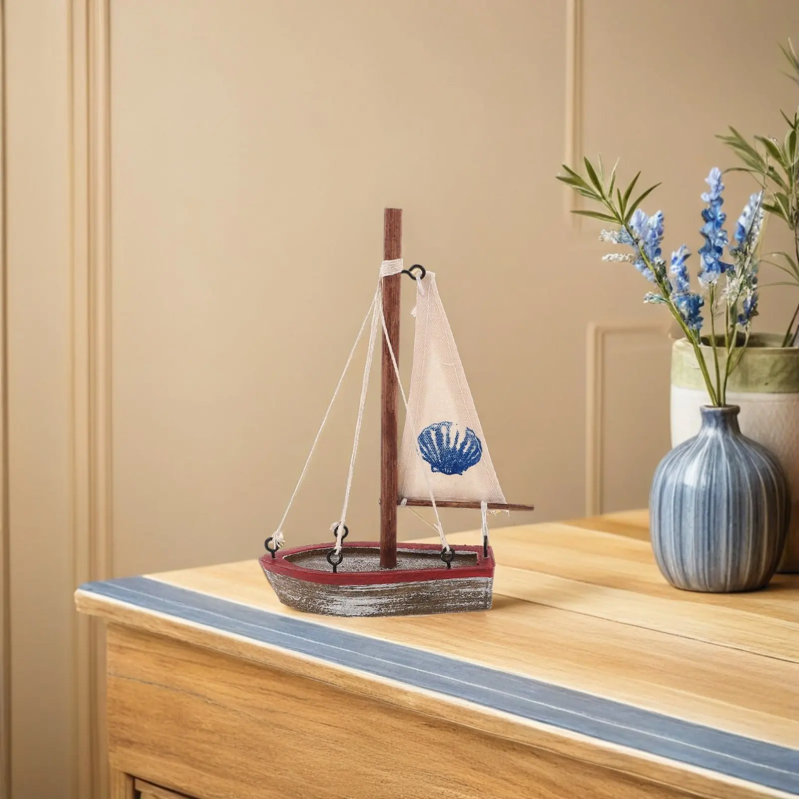 

Миниатюрная деревянная парусная лодка в винтажном стиле, украшение для стола, пляжной свадьбы, морской вечеринки, выпускного вечера, топпер для торта 6.5x4