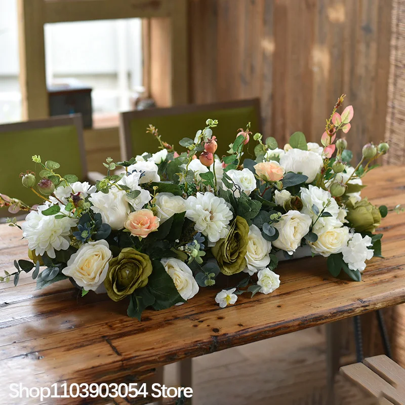 5D Rot-Gelbe Rosen-Kalla-Lilien Tischdekoration Künstliches Blumenarrangement Hochzeit Bankett Europäische Esstisch-Blumendekoration – Detail 1