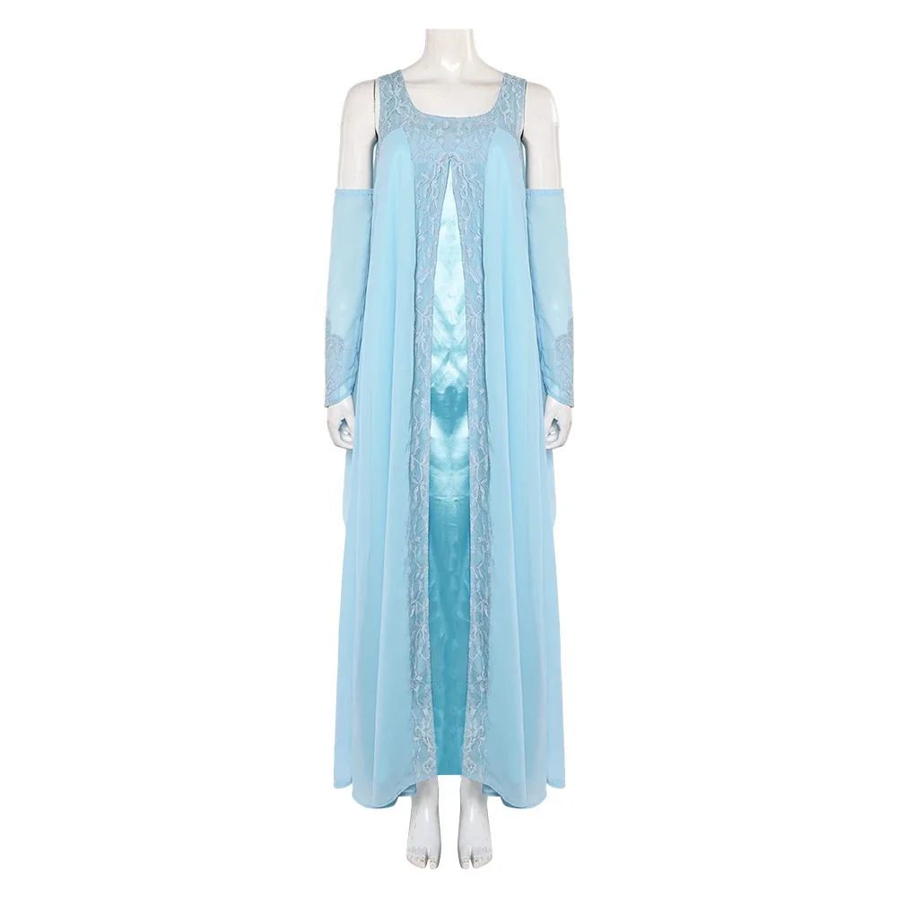 Fantasia Padme Cosplay Amidala Cloak Costume Roleplay Women Girls Blue Dress Arm Sleeves Halloween  Carnival Party Suit view 2