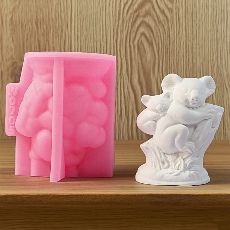 1 Stück, Koala Mutter und Kind Duftkerze Silikonform DIY Gipsornamente handgemachte kreative Dekoration Harzform