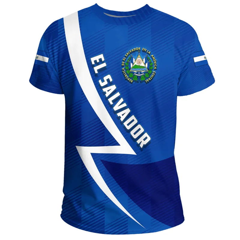 El Salvador Flaggenkarte 3D-Druck T-Shirt für Herren Kleidung Mode Herren T-Shirt Nationales Emblem T-Shirt Unabhängigkeitstag Tee Damen Top – Detail 3