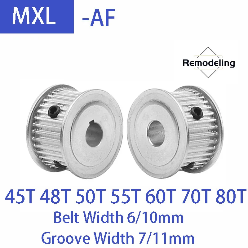 

1pcs MXL AF Timing Pulley Aluminum Alloy 45T 48T 50T 55T 60T 70T 80T Groove Width 7/11mm Belt Width 6/10mm Bore 4mm-15mm