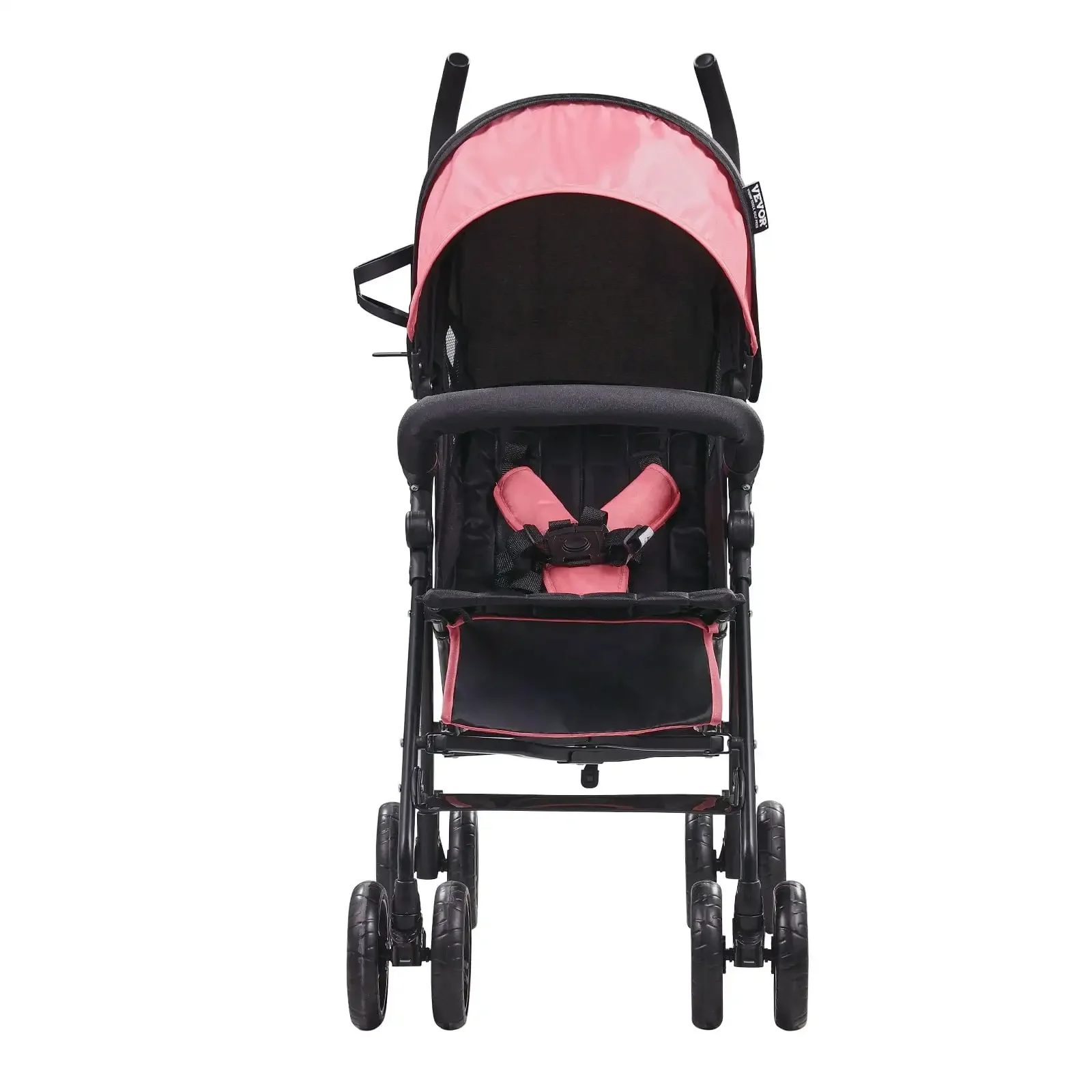 

Lightweight Compact Stroller, Easy-Fold, Adjustable Backrest, Black/Pink