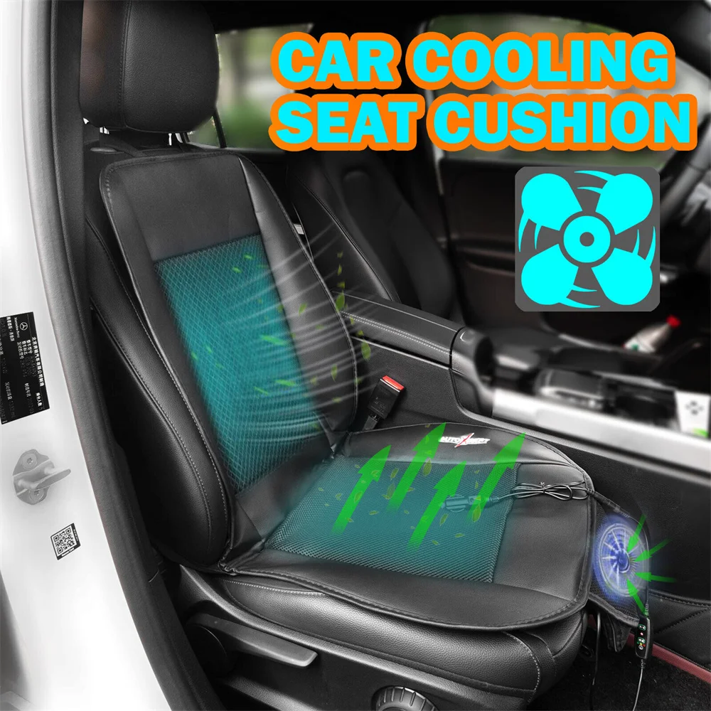 12V Car New Summer Cool Cushion Fan Blowing Ventilation Seat Covers Cigarette Lighter Control Auto Seat Cooling Air Cushion