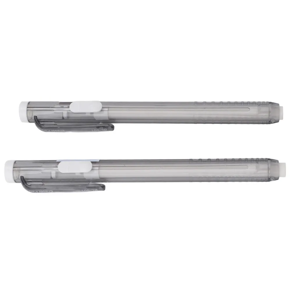 12Pcs Pen-Style Plastic Retractable Mechanical Eraser Grey Pen Length 13.5cm Pen Shape Erasers Mechanical Eraser Pen for Artist