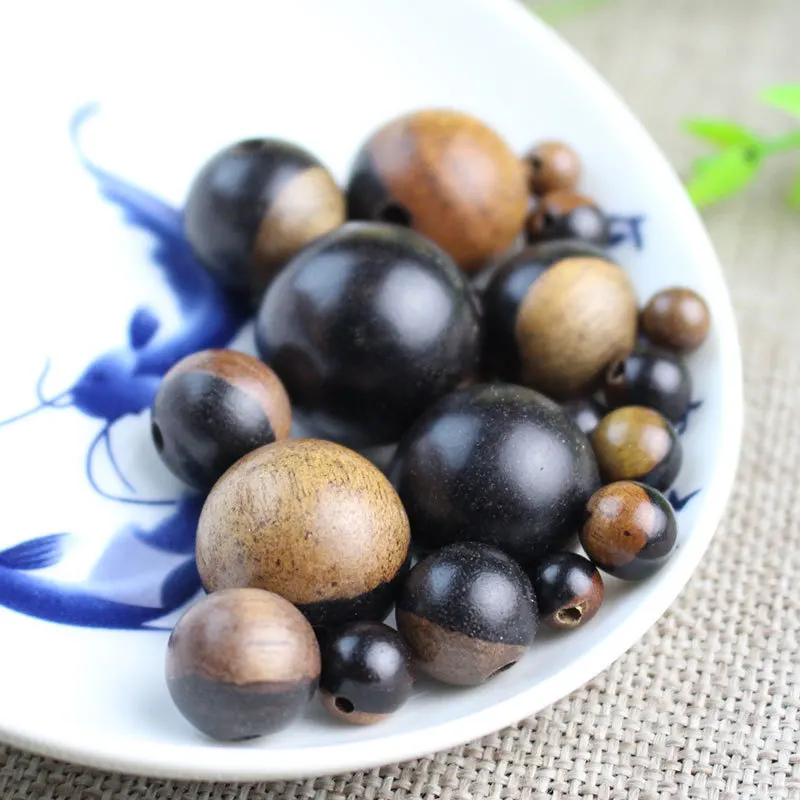 1pack Natural Yinyang Sandalwood Round Beads 6-20mm Women/Men Jewelry Decor Wooden Spacer Beads DIY Bracelets Necklace Crafts