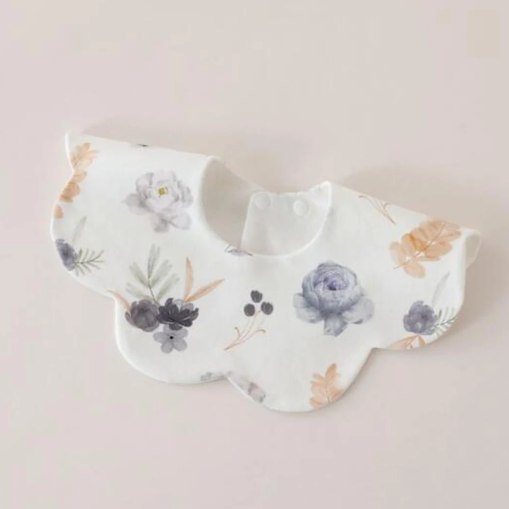 

Baby Bibs Waterproof Round Neck Rotatable Floral Baby Feeding Burp Cloth Saliva Towel Teething Drool Bibs For Baby Girl