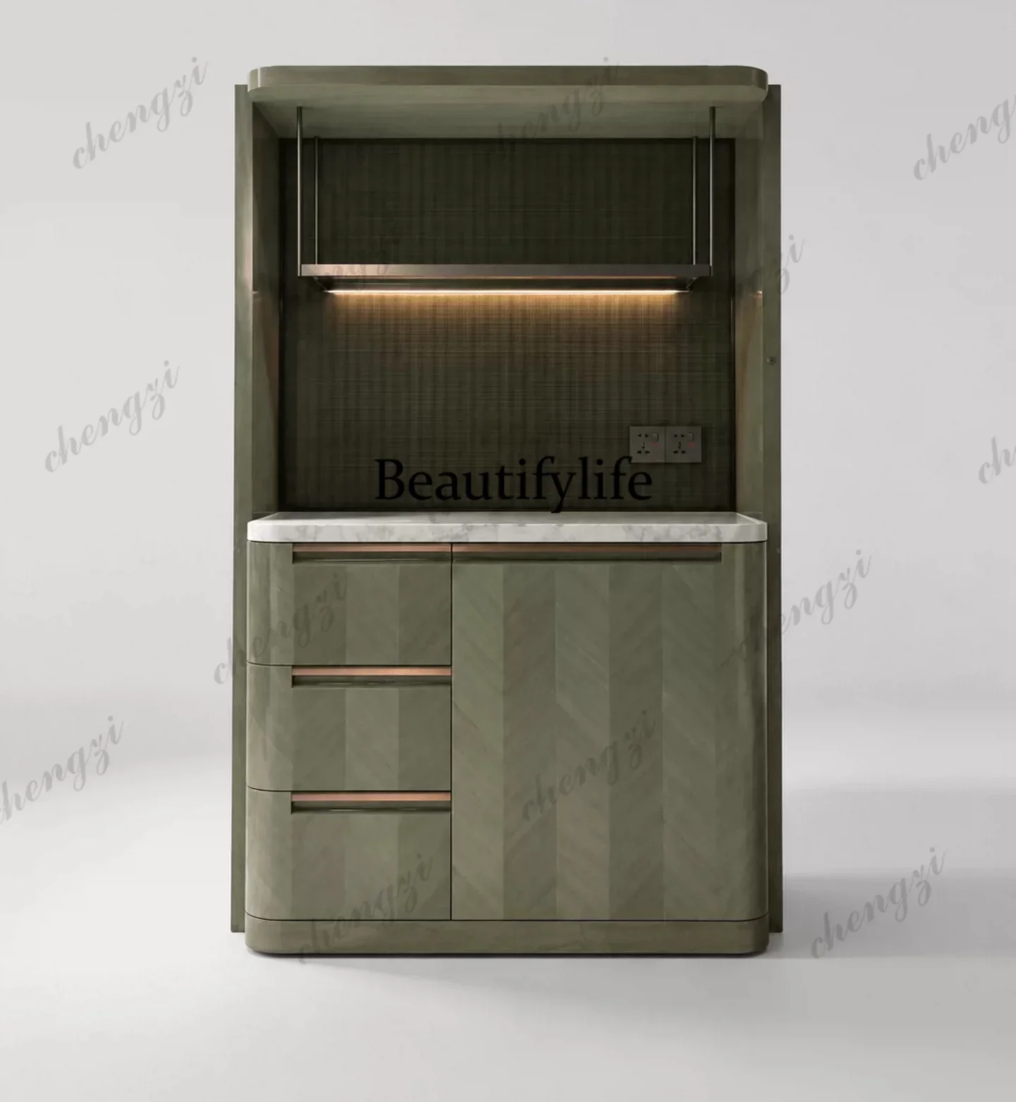 A68Light luxury wine cabinet, high-end Italian-style living room against the wall, tea bar, integrated cabinet
