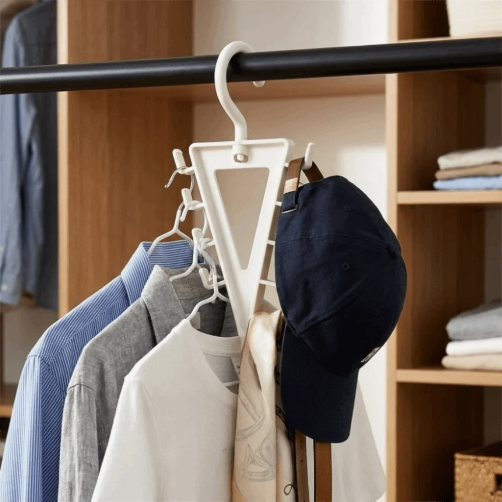 2Pcs 12 Hooks V-Shape Hanger Non Slip Space Saving Hat Storage Hook Double Sided Rotatable Clothes Drying Rack