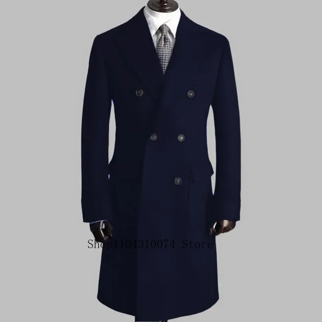 Trench Coat with Notched Lapel and Double-breasted ，comfortable Winter Jacket for Men，Double Breasted，Warm, Coat Customization