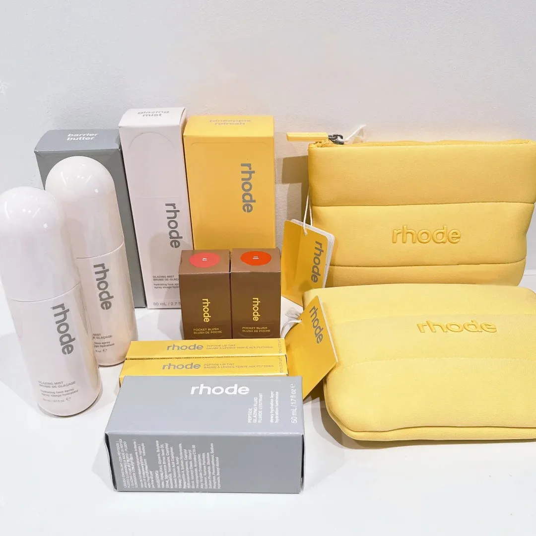 حقيبة مكياج فقاعية ذات إصدار محدود من رود سمر، مرآة زجاجية، كريم وجه الحليب، حزمة المرحاض، حزمة الشمس نقع تان لاين، جيب أحمر الخدود #5