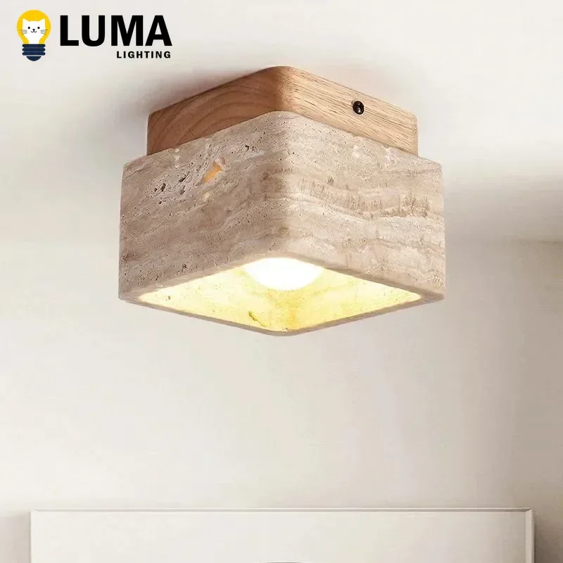 

Luma Wabi-sabi Стиль Желтый Травертин Потолочный Светильник для Спальни Гостиная Потолочный Светильник Сюрприз Тихий Ветер Коридор Светильник