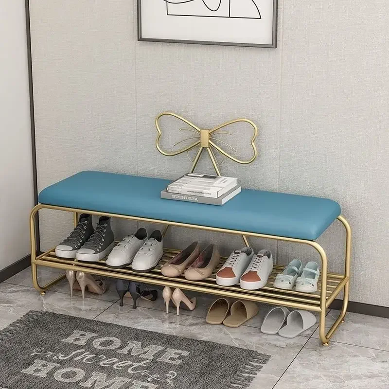 

Light Luxury Shoe Stool Home Door Shoes Cabinet Integrated Shoes Rack Can Sit To Wear Shoe Stool 2-layer Entrance Bench Ottomans