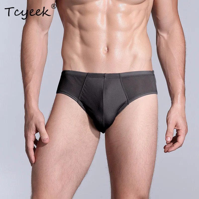 Tcyeek Men's Sexy Underwear, 100% Natural Silk Panties, Breathable, U-Convex Design, Elastic Biefs, 2024 New U34605C