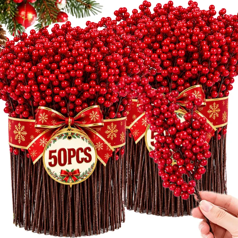 Artificial Artificial Red Berry Stems Christmas Decor Red Berries Picks for Wreath Garland Vase Floral Arrangement Holiday Party Ornaments - Aliexpress Deal