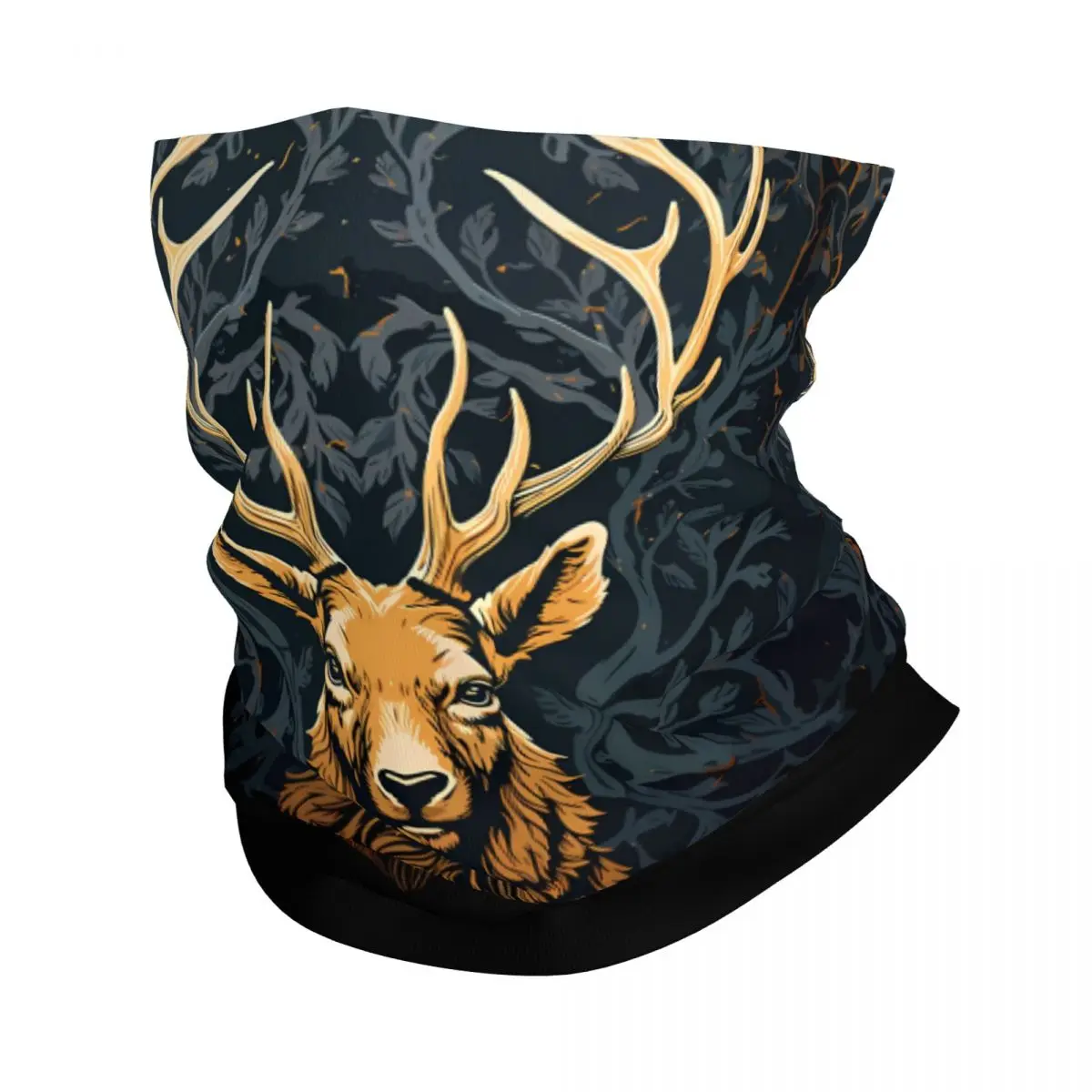 Golden Antler Majesty Deer Thin Wrap Scarf Bandana Neck Gaiter Face Cover Headband