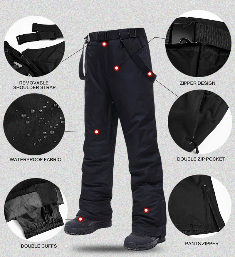 New High Quality Ski Pants Men Outdoor Mountain Windproof Waterproof Ski Snowboard Pants Winter Warm Snow Trousers Brand