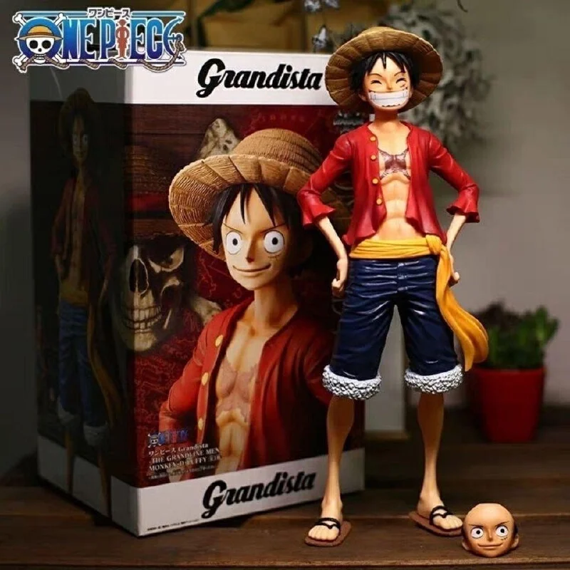 Popular New All-In-One Luffy Confident Smiling Face Anime Character Three Shape Face Changing Doll Action Doll Statue Model Figu