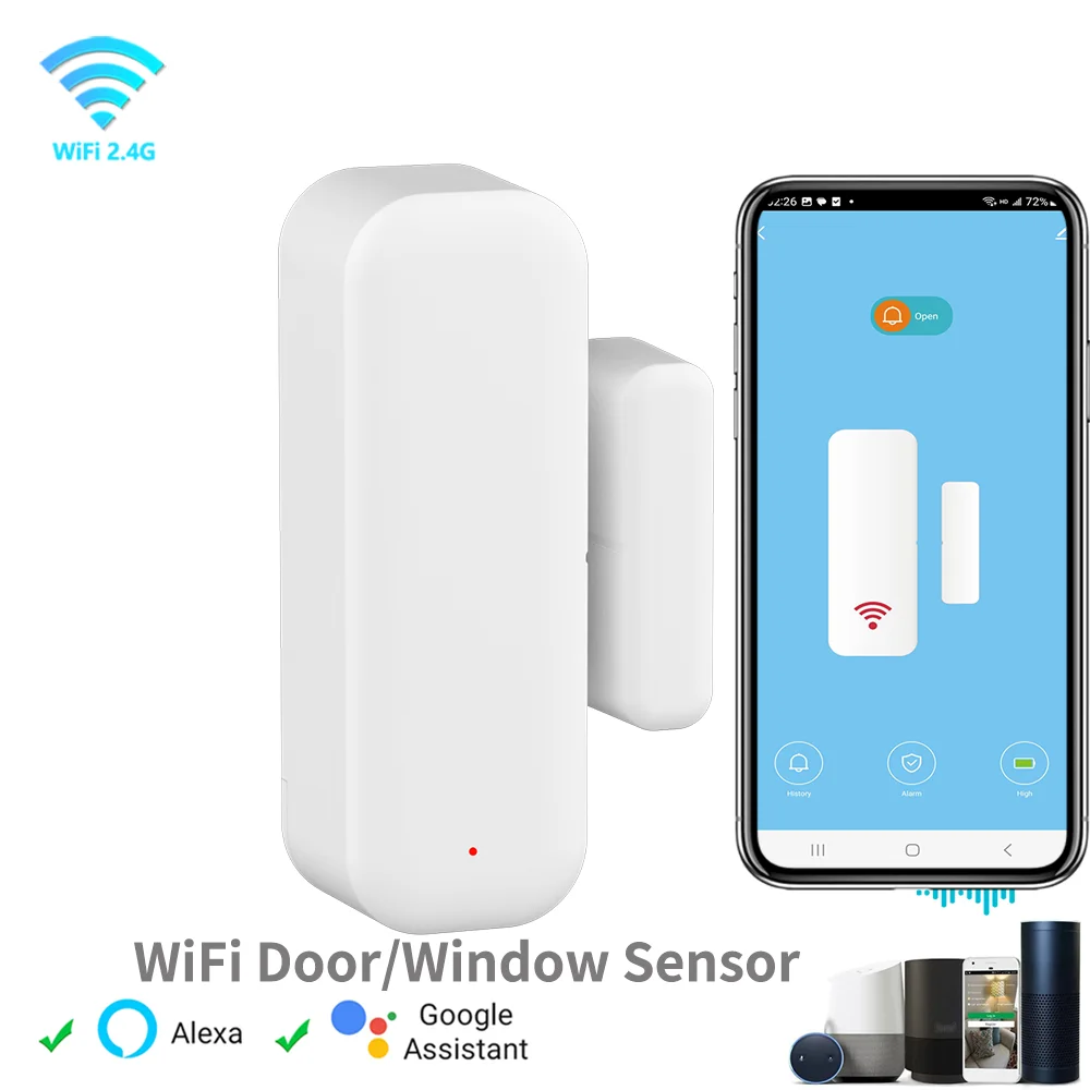 Zitech WiFi Door Sensor Window Sensor Smart Home Wireless Door Detector Smart Life APP Remote Control for Alexa Google Home