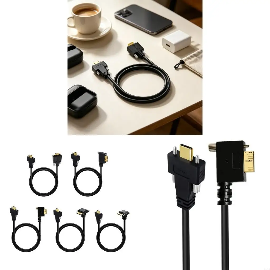 J78A Screw Lock USB Type C to USB B Cable for Service Bay Wiring 5Gbps