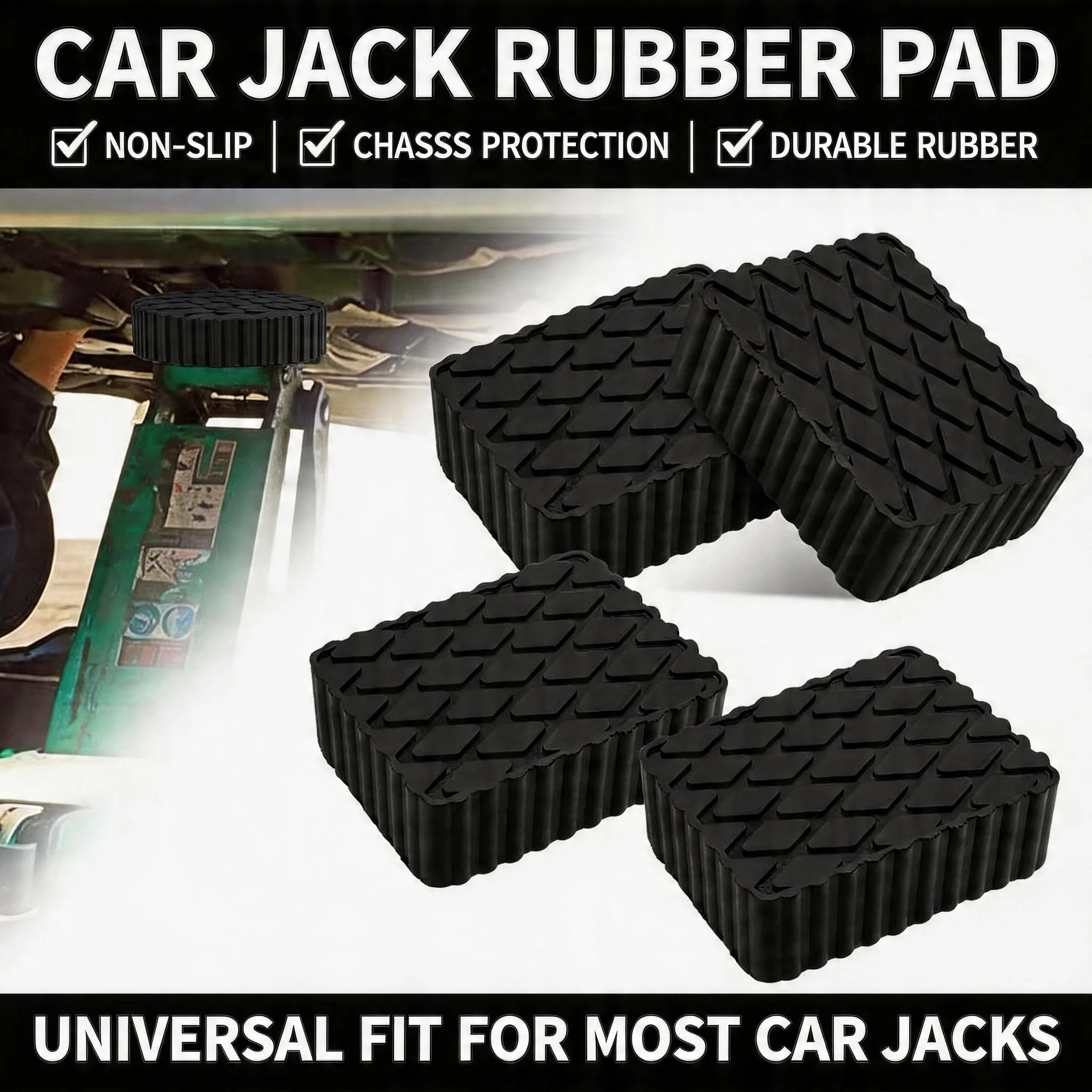 

Solid Rubber Lifting Pads Heavy Duty Lifting Blocks Non-Slip Spacers for Car Jacks Anti-Corrosion Protector for Jack and Racks