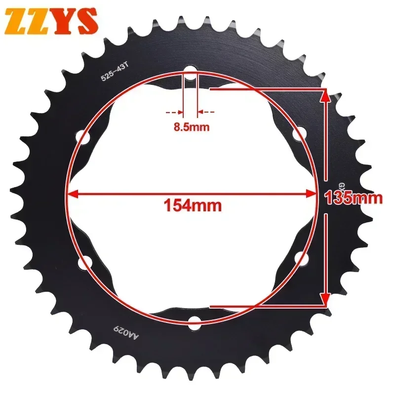 

525 43T Tooth Rear Sprocket Gear Star Wheel Cam Pinion Freewheel For Ducati 939 Super Sport S 2017-2020 19 1198 Diavel 2011-2018