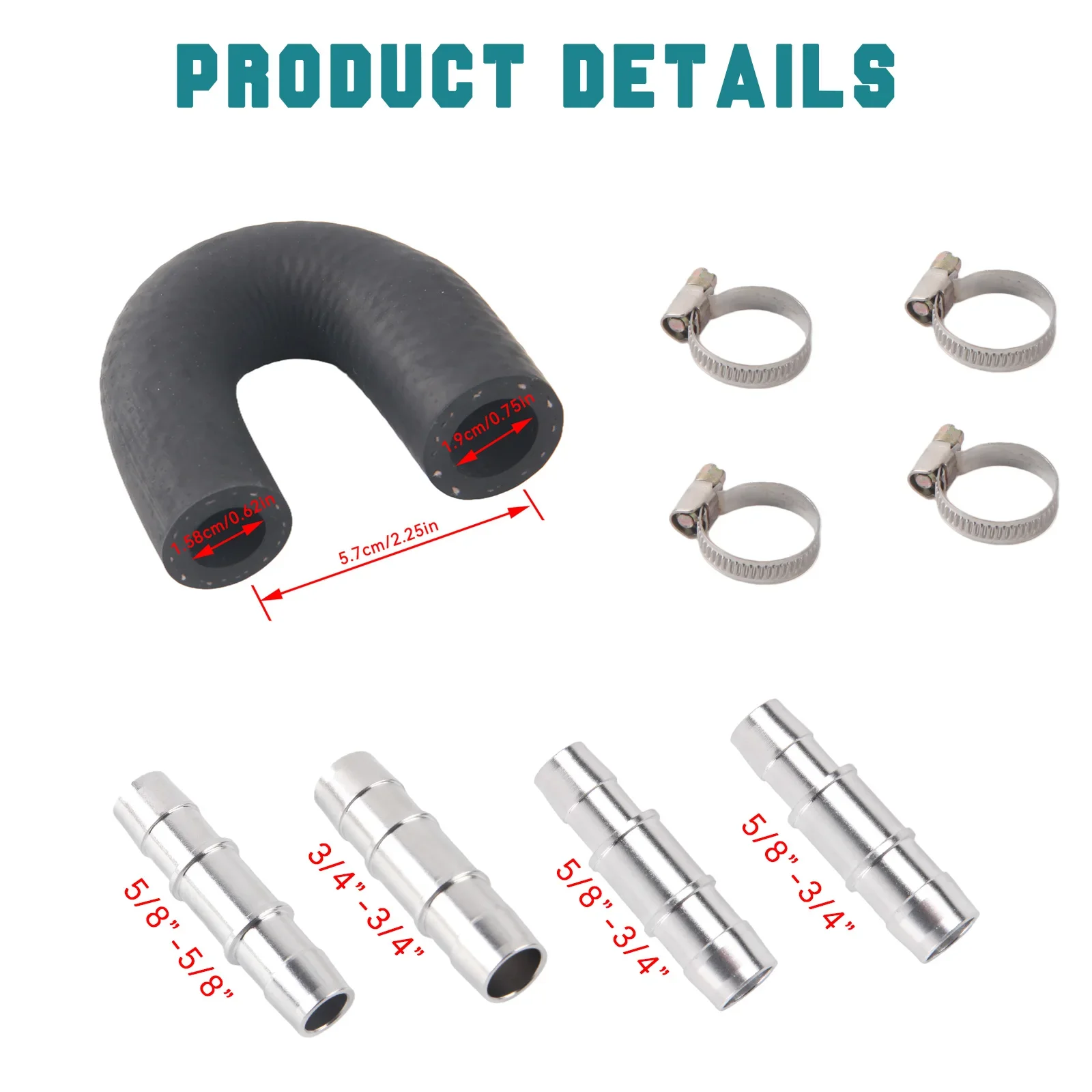 

626-001 Заготовки Алюминиевый обходной комплект сердечника нагревателя двигателя с диаметром шланга 5/8 дюйма 3/4 дюйма, совместимый с большинством обычных шлангов нагревателя