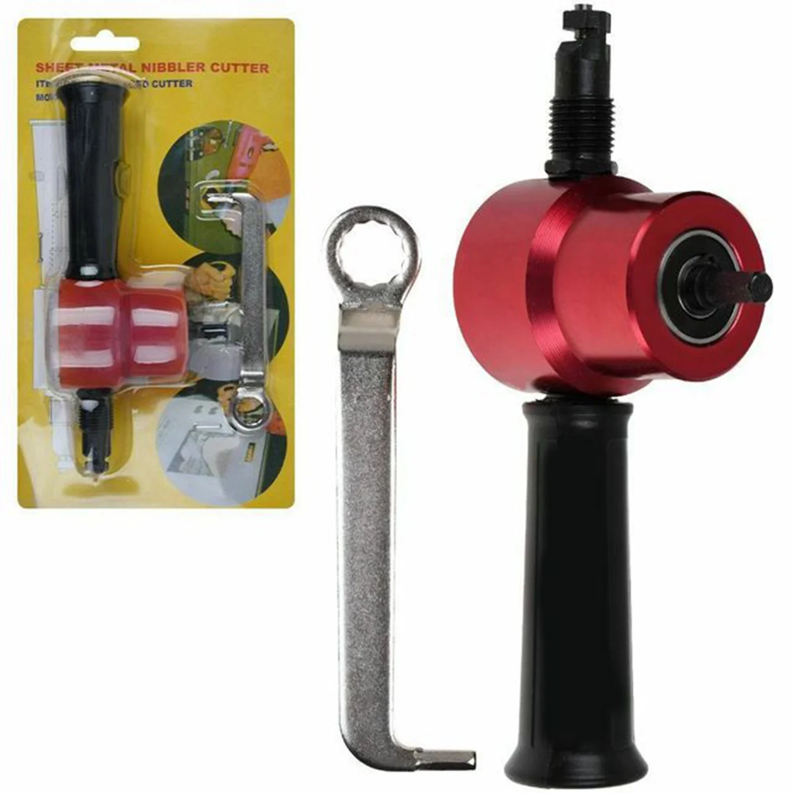 Dupla Cabeçada Sheet Metal Nibbler Tesouras de Perfuração Elétrica Iron Saw Ferramenta de Corte Broca Acessório Deburring Tool Snips