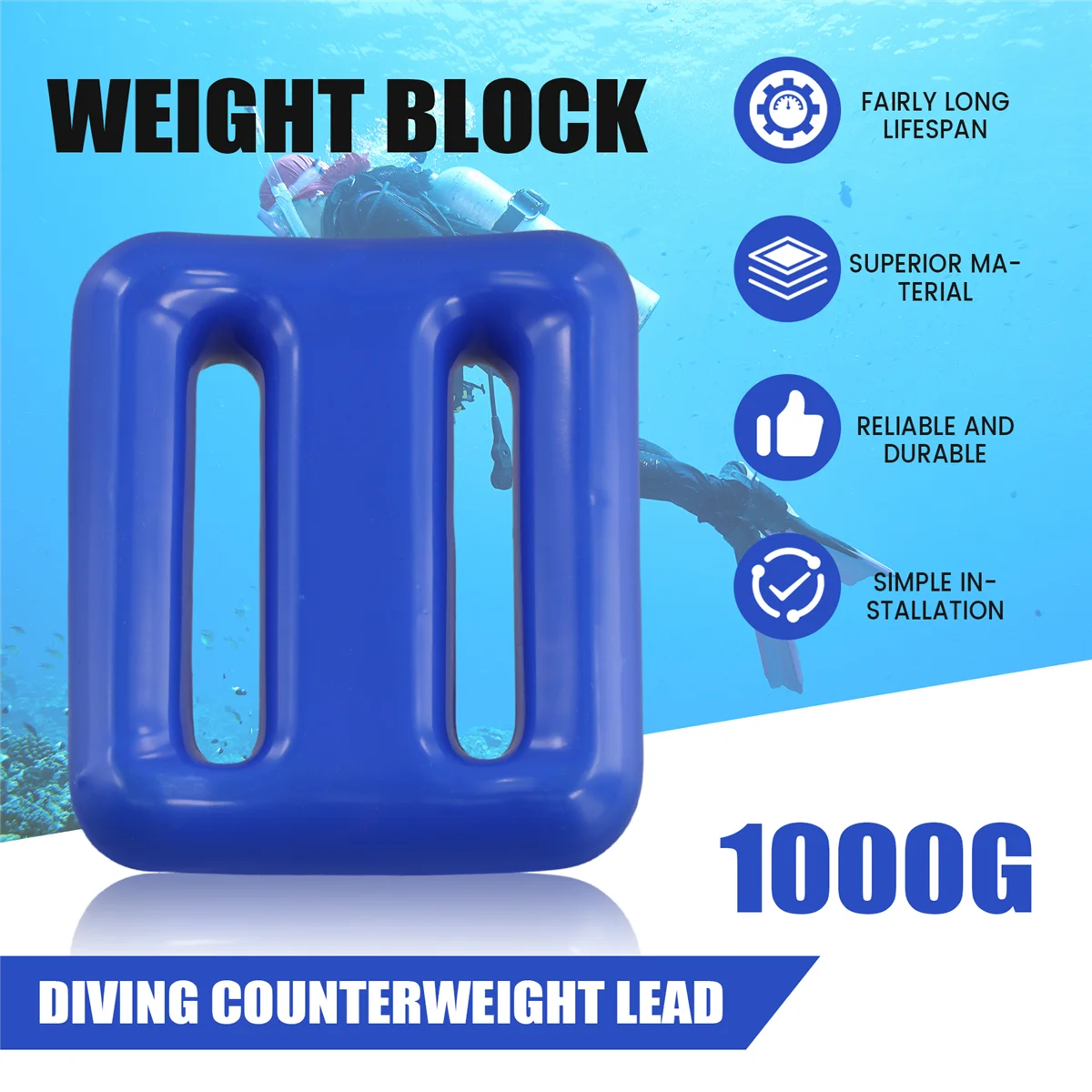 

Dive Weights for Scuba Diving Weight Belt Coated Lead 1000g Blue_ELOS