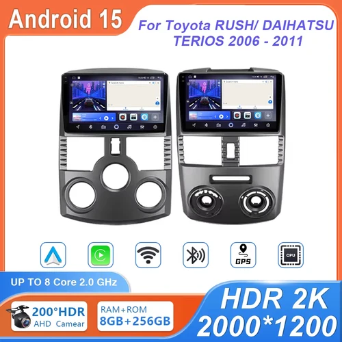 Radio de coche para Toyota Rush DAIHATSU TERIOS 2006-2011 2016 CarPlay inalámbrico Android Auto 4G DSP Multimedia GPS DVR WIFI BT Cam