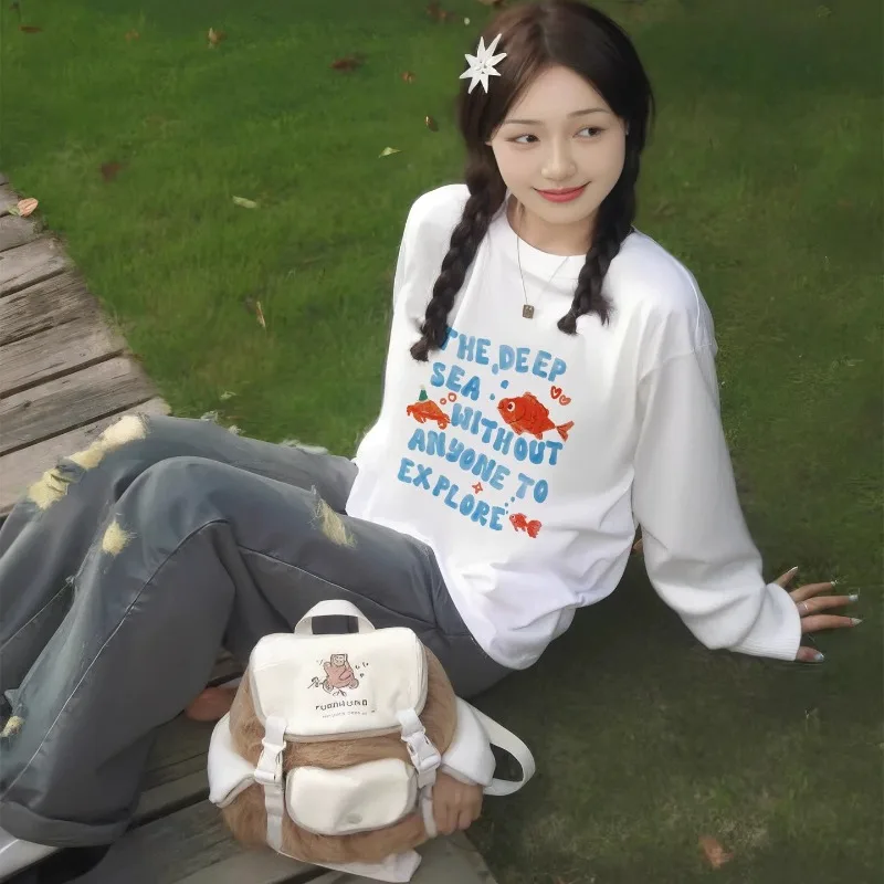 

Cute and Sweet 3D Printed Long Sleeved Shirt, New Loose Casual Top