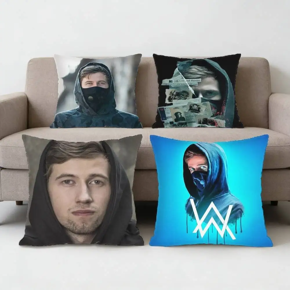 

A-Alan Walker DJ Pillow Case Sofa Living Room Bedroom Headboard Backrest Cushion Square Cushion Nap Time
