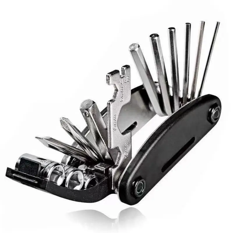 Cycling Maintenance Kit 16 In 1 Multitool With Hex Spoke Wrench Ergonomic Lightweight Profile Easy Storage Maintenance Tool With