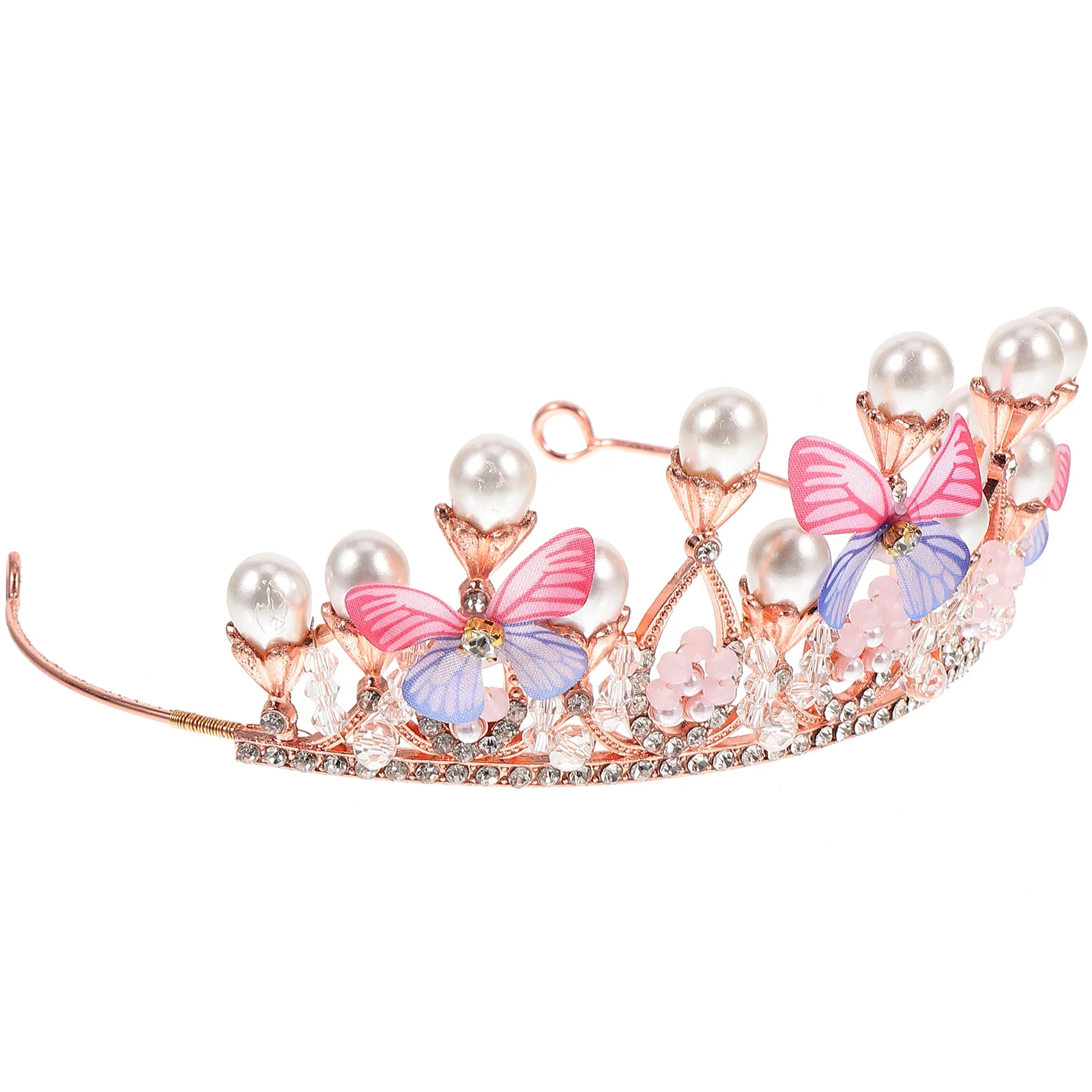 Diadema con corona de mariposa, diadema con diamantes de imitación para el pelo para niñas, aros creativos con diamantes de imitación