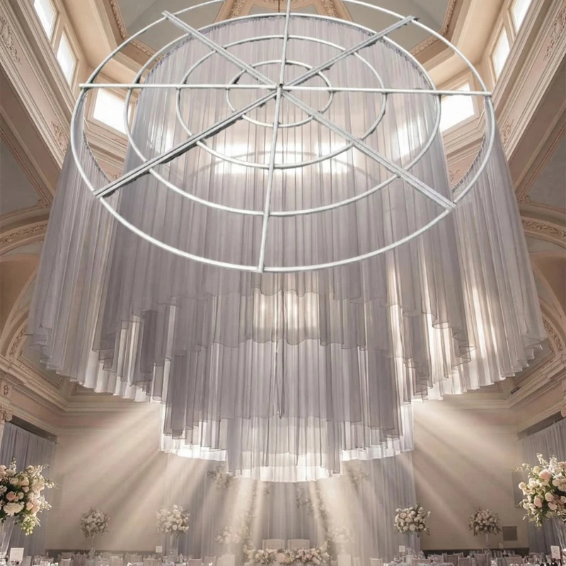 

150CM Ceiling Suspender Gauze Fabric Decoration Frame Crystal Arch Circle Hanging Rack for Wedding Stage Birthday Party Drapes