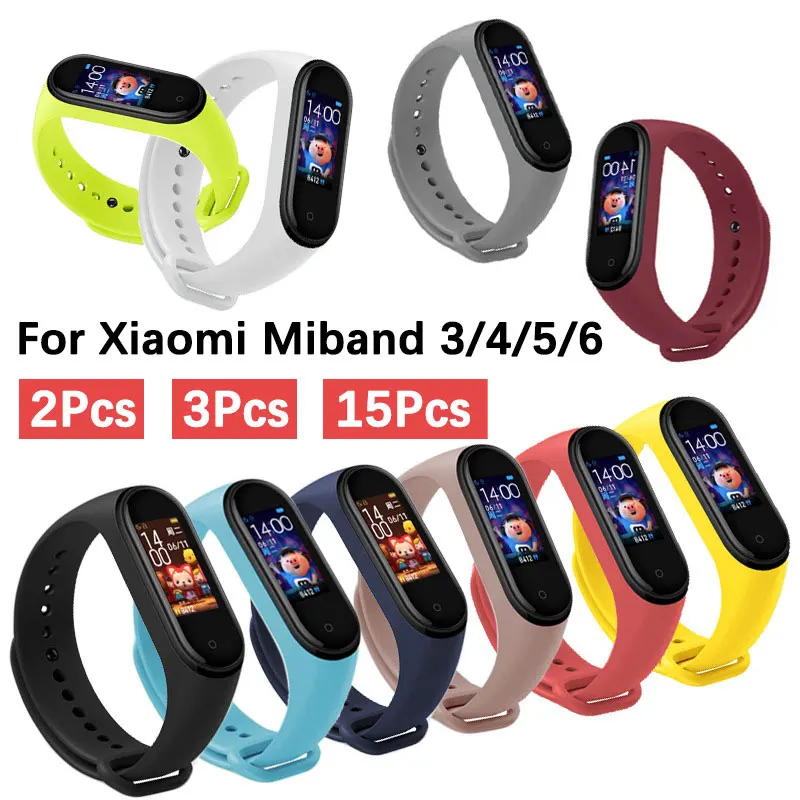

Ремешки для часов Xiaomi Mi Band 6 5 4 3, силиконовый браслет на запястье для Miband 5 6 NFC, сменный спортивный ремешок для Mi Band 6 3 4 5
