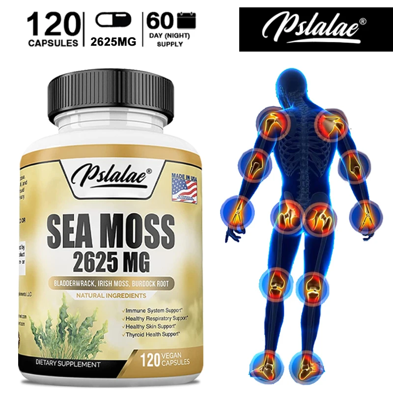 

Sea Moss 2625 Mg - Antioxidants, Intestinal Cleansing, Promotes Skin and Joint Health, Support Thyroid Function, Boosts Immunity