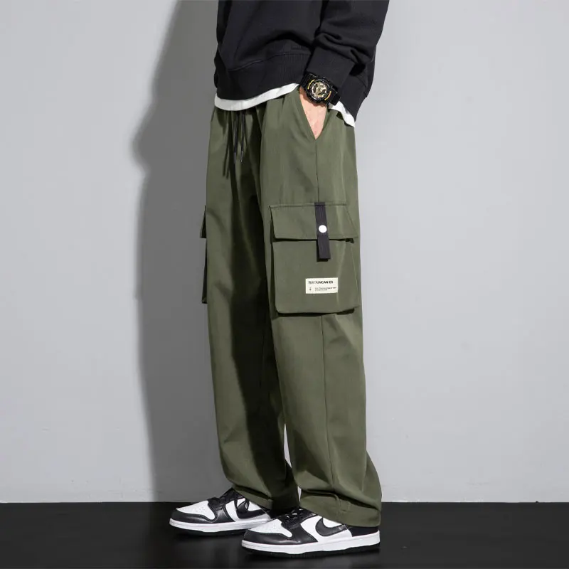 

Fashion Safari Style Loose Casual Pants 2024 Spring Autumn Straight Men's Clothing Solid Color Youthful Vitality Korean Trousers