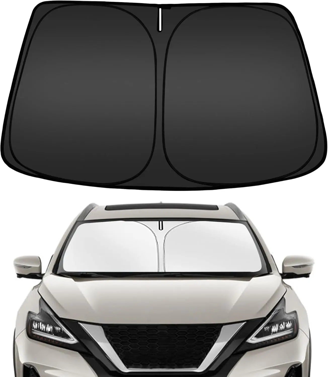 

Windshield Sun Shade for N-issan Murano 2015-2024, Custom Fit Foldable Front Window Sunshade Sun Visor Protector, Block UV Rays